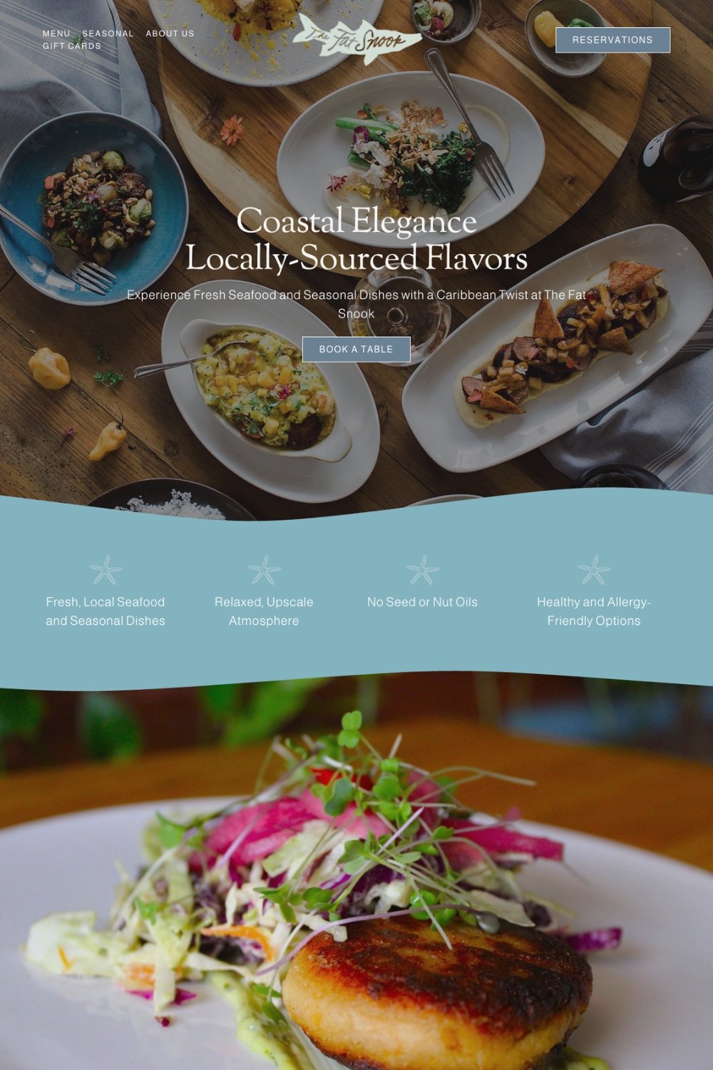 The Fat Snook restaurant website